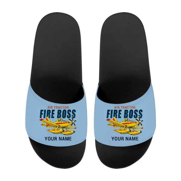 Air Tractor AT-802F Fire Boss - Slippers - Sport - Cartoon + Name - Light Blue