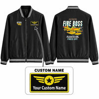 Thumbnail for Air Tractor AT-802F Fire Boss Stylish Jackets - Baseball Collar - Cartoon + Name - Black
