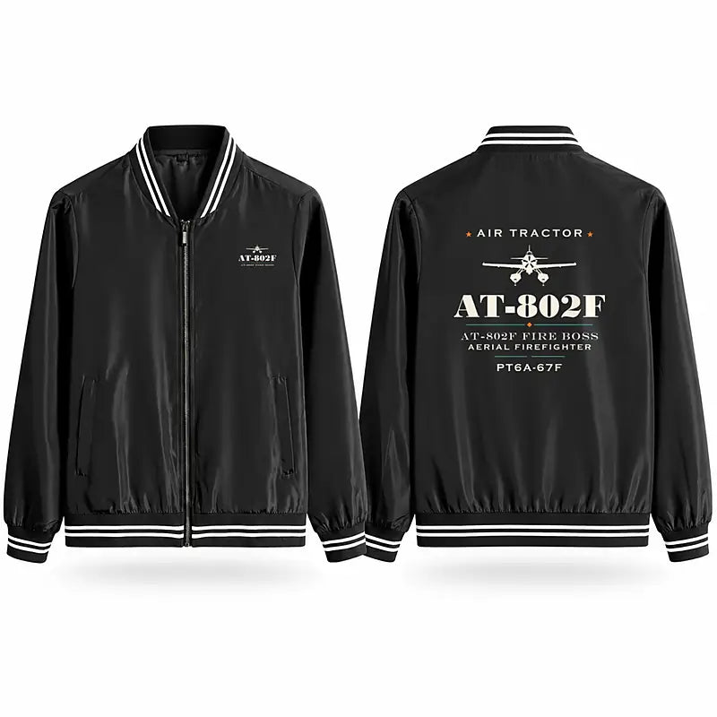 Air Tractor AT-802F Fire Boss Stylish Jackets - Baseball Collar - Heritage - Black