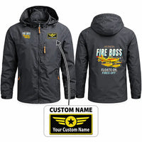 Thumbnail for Air Tractor AT-802F Fire Boss Stylish Jackets - Hooded Windbreaker - Cartoon + Name - Charcoal