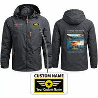Thumbnail for Air Tractor AT-802F Fire Boss Stylish Jackets - Hooded Windbreaker - Poster + Name - Charcoal