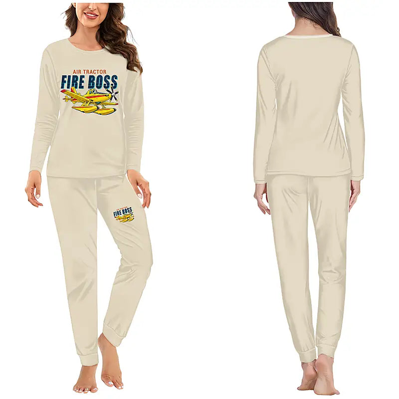 Air Tractor AT-802F Fire Boss - Women Pajamas - Cartoon Chest - Beige