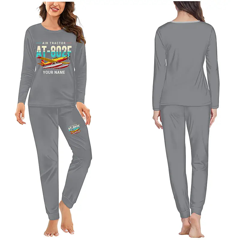 Air Tractor AT-802F Fire Boss - Women Pajamas - Original Chest + Name - Gray