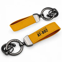 Thumbnail for Air Tractor AT-802F - Leather Key Chain - Horseshoe Buckle - Tag - Yellow