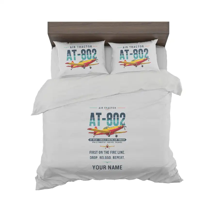 Air Tractor AT-802F - Original + Name - Bedding Set - Light Gray