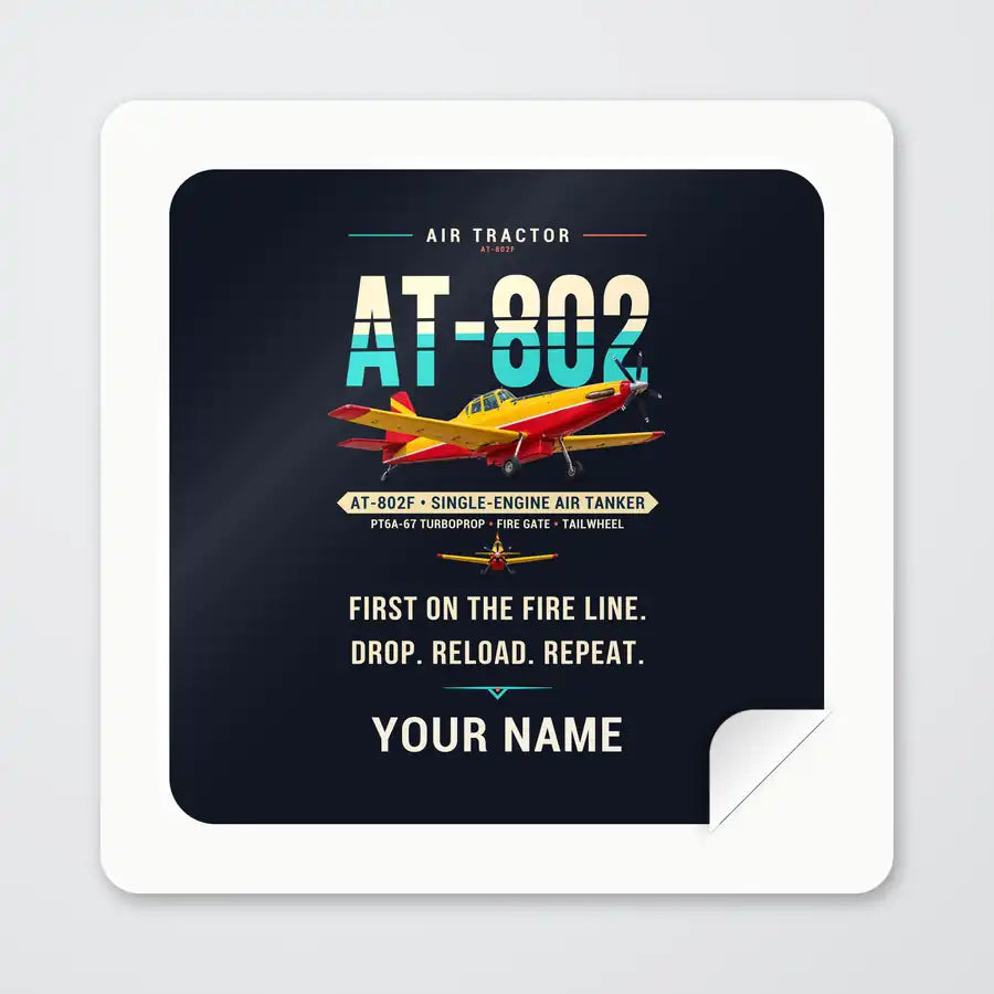 Air Tractor AT-802F - Original + Name - Square Sticker - Peel