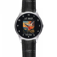 Thumbnail for Air Tractor AT-802F - Poster + Name - Leather Strap - Striped Black Leather Strap
