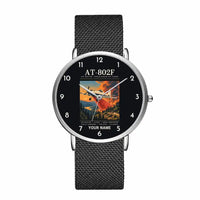 Thumbnail for Air Tractor AT-802F - Poster + Name - Slim Mesh - Silver and Black Stainless Steel Strap