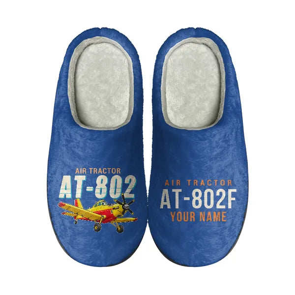 Air Tractor AT-802F - Slippers - Cotton - Cartoon + Name - Blue