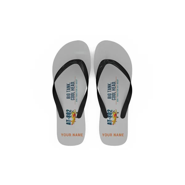Air Tractor AT-802F - Slippers - Flip Flops - Cartoon + Name - Light Gray