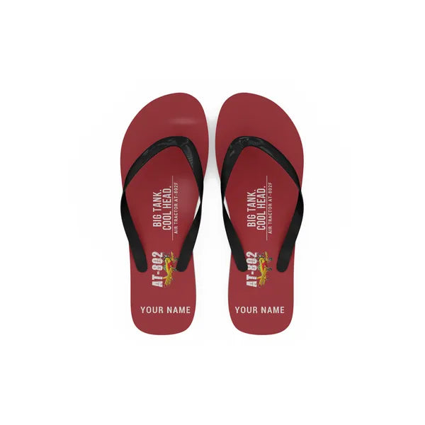 Air Tractor AT-802F - Slippers - Flip Flops - Cartoon + Name - Red