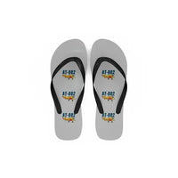 Thumbnail for Air Tractor AT-802F - Slippers - Flip Flops - Cartoon Pattern - Light Gray