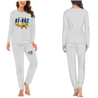Thumbnail for Air Tractor AT-802F - Women Pajamas - Cartoon Chest - Light Gray