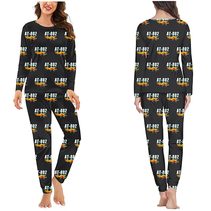 Air Tractor AT-802F - Women Pajamas - Cartoon Pattern - Black