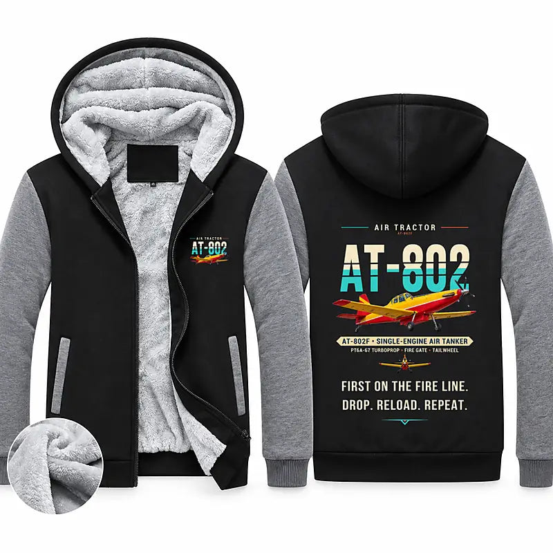Air Tractor AT-802F Zipped Sweatshirts - Original - Black & Gray