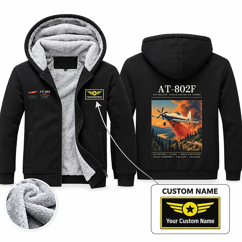 Air Tractor AT-802F Zipped Sweatshirts - Poster + Name - Black
