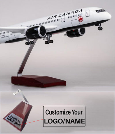 Side view of Air Canada NEW Livery Boeing 787 Airplane Model (1/130 Scale) aviation LED model airplane in diecast metal with.