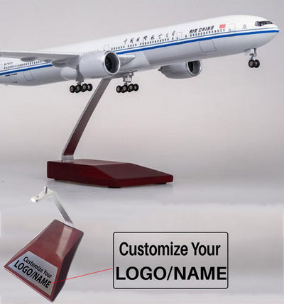 Side view of Air China Boeing 777 Airplane Model (1/157 Scale) aviation LED model airplane in diecast metal with LED lighting.