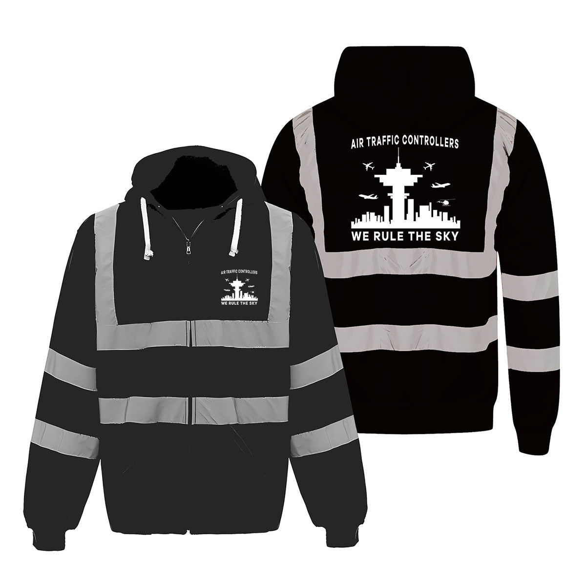 Air Traffic Controllers - We Rule The Sky Designed Reflective Zipped Hoodies