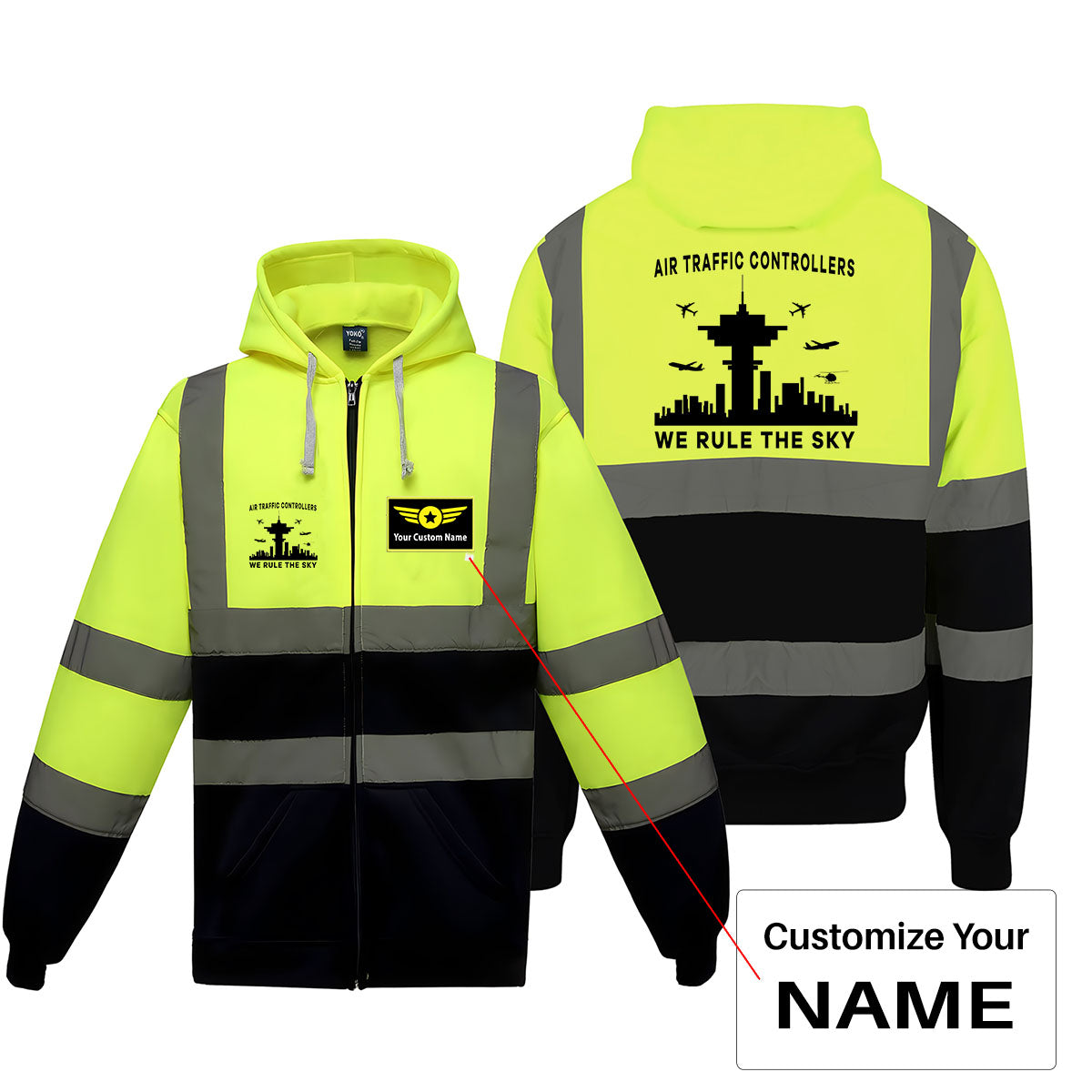Air Traffic Controllers - We Rule The Sky Designed Reflective Zipped Hoodies