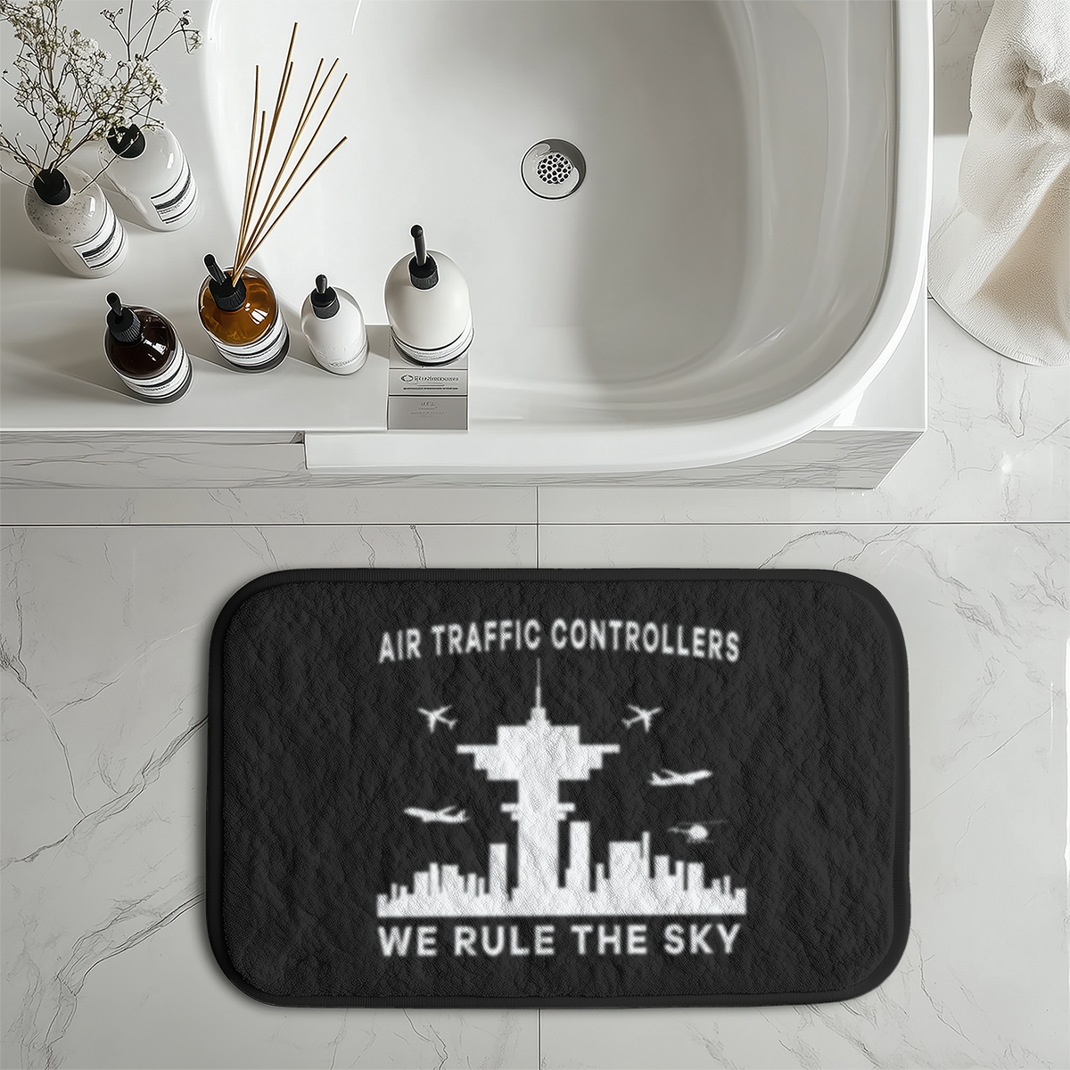 Air Traffic Controllers - We Rule The Sky Designed Bath Mats