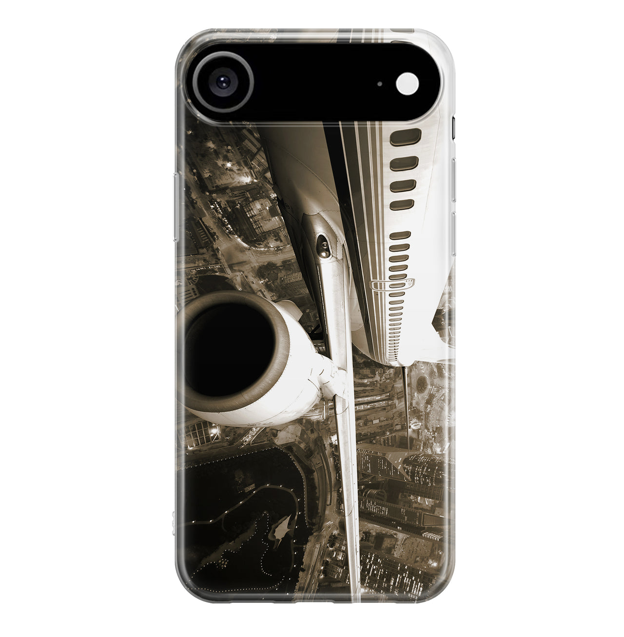 Departing Aircraft & City Scene behind Designed iPhone Cases