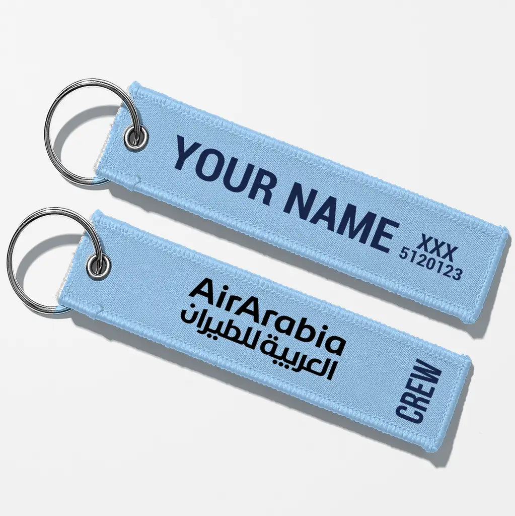 Air Arabia Crew & Staff Tag Key Chains - Light Blue - Crew + Name