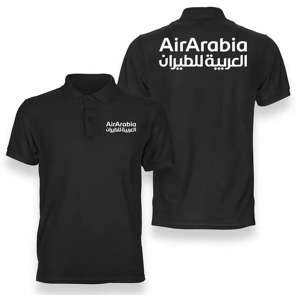 Air Arabia logo on black double side polo t shirt