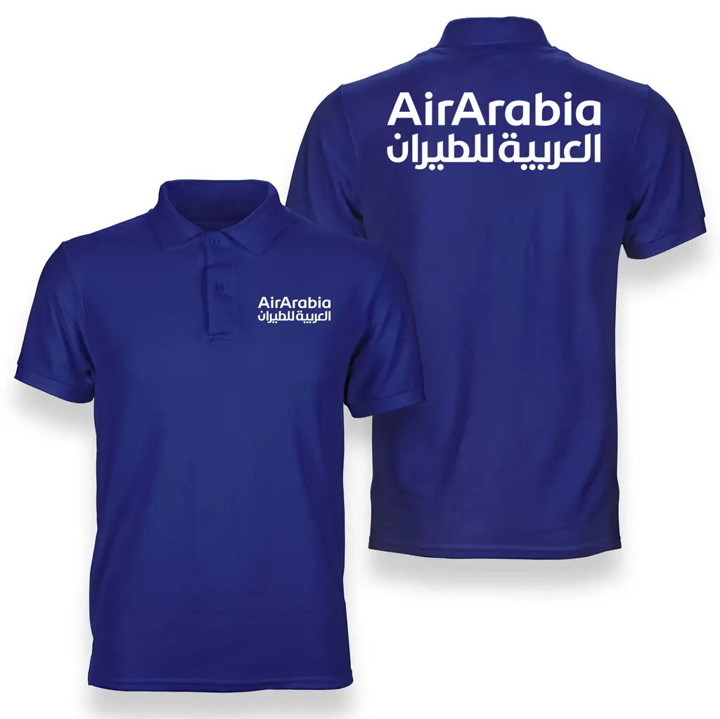 Air Arabia logo on blue double side polo t shirt