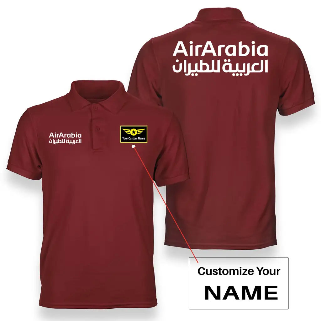 Air Arabia logo on red + name double side polo t shirt