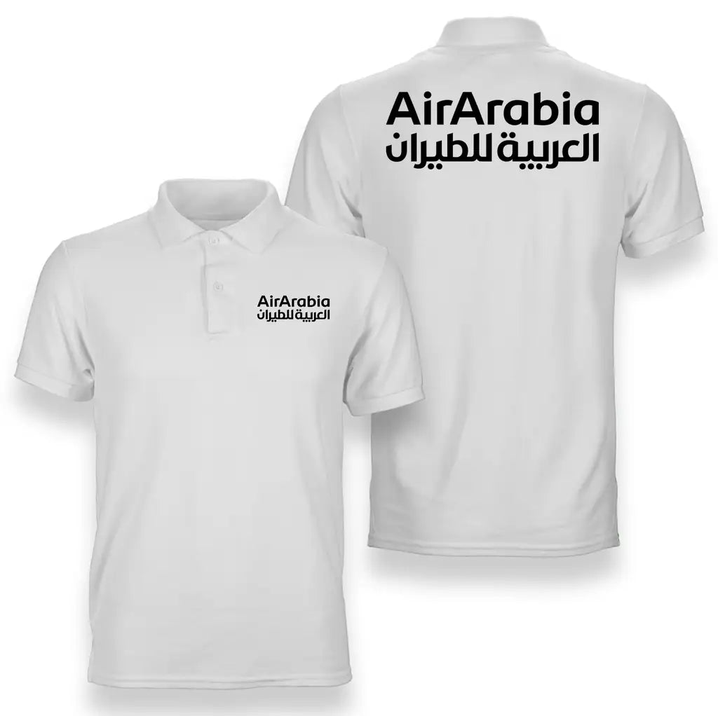 Air Arabia logo on white double side polo t shirt