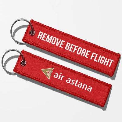 Air Astana Crew & Staff Tag Key Chains - Red - Remove Before Flight
