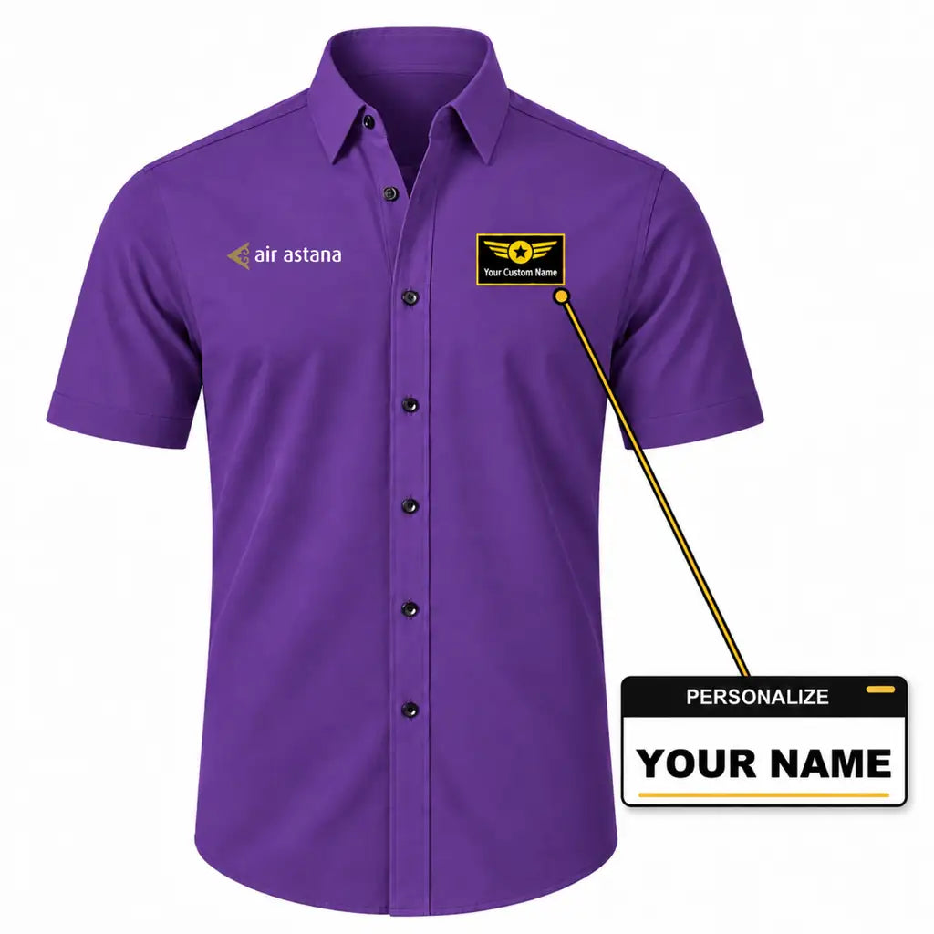 Air Astana Short Sleeve Shirt - Purple + NAME