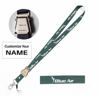 Thumbnail for Air Blue seat belt lanyard - dark green with name