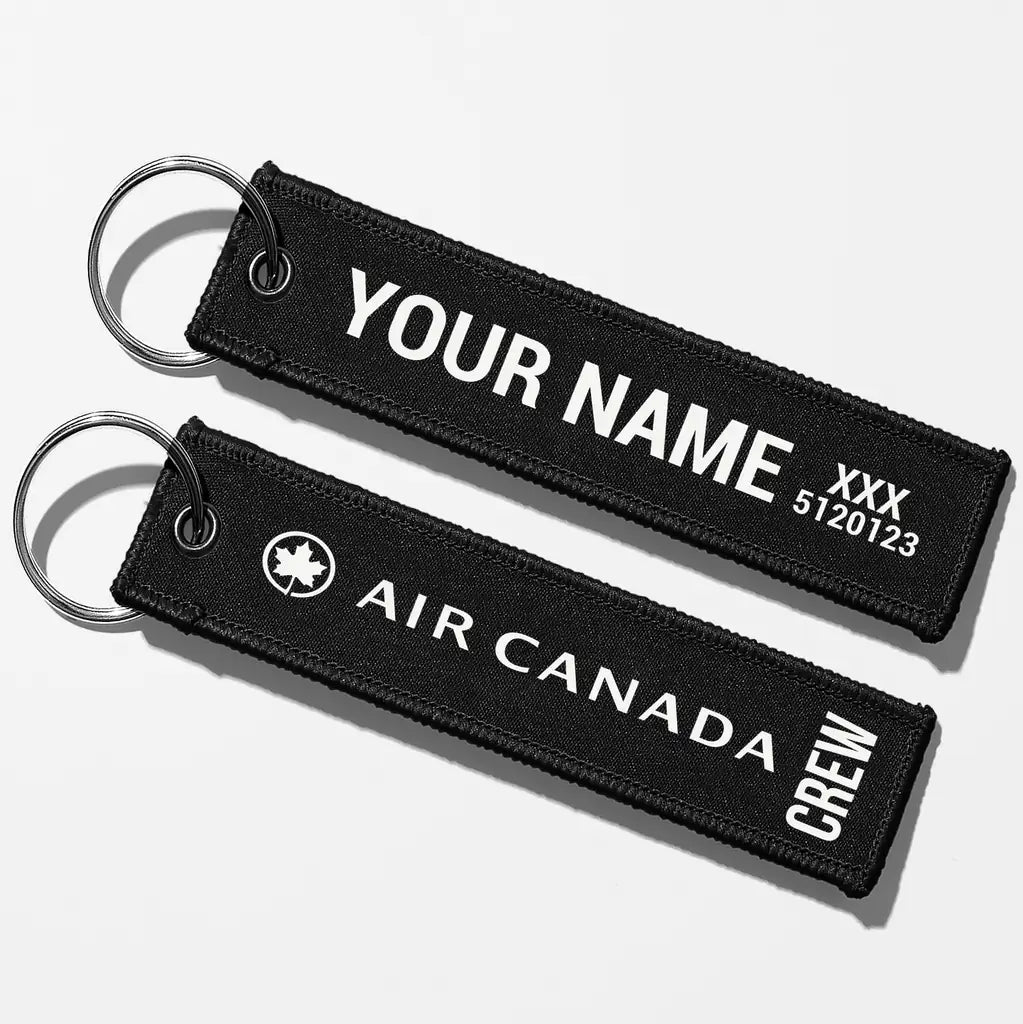 Air Canada Crew & Staff Tag Key Chains - Black - Crew + Name