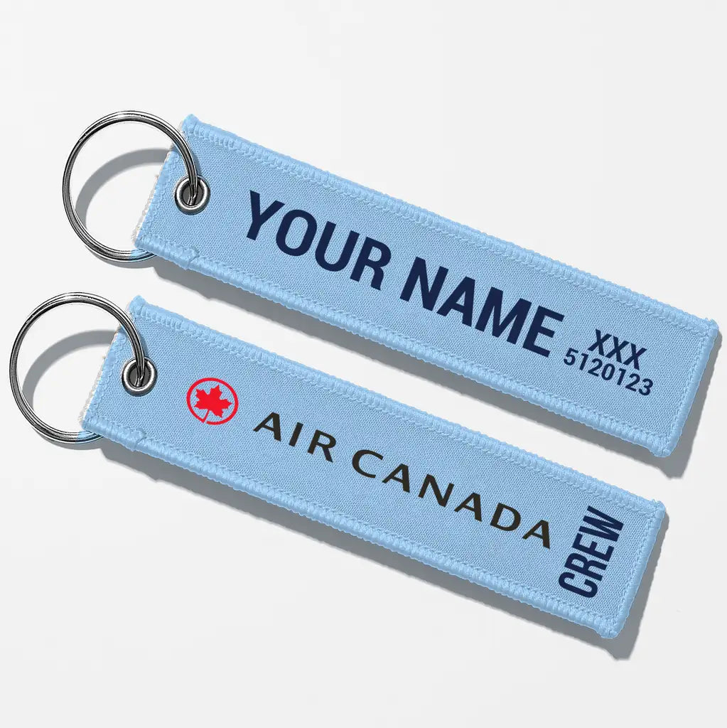 Air Canada Crew & Staff Tag Key Chains - Light Blue - Crew + Name