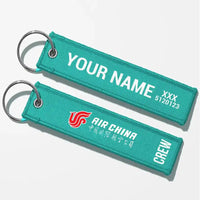 Thumbnail for Air China Airlines Crew & Staff Tag Key Chains - Turquoise - Crew + Name