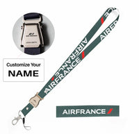 Thumbnail for Air France Airlines seat belt lanyard - dark green with name