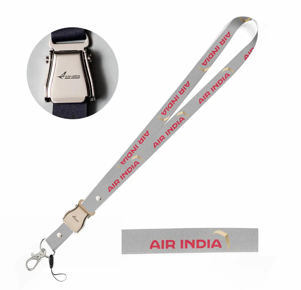Air India Airlines seat belt lanyard - light gray