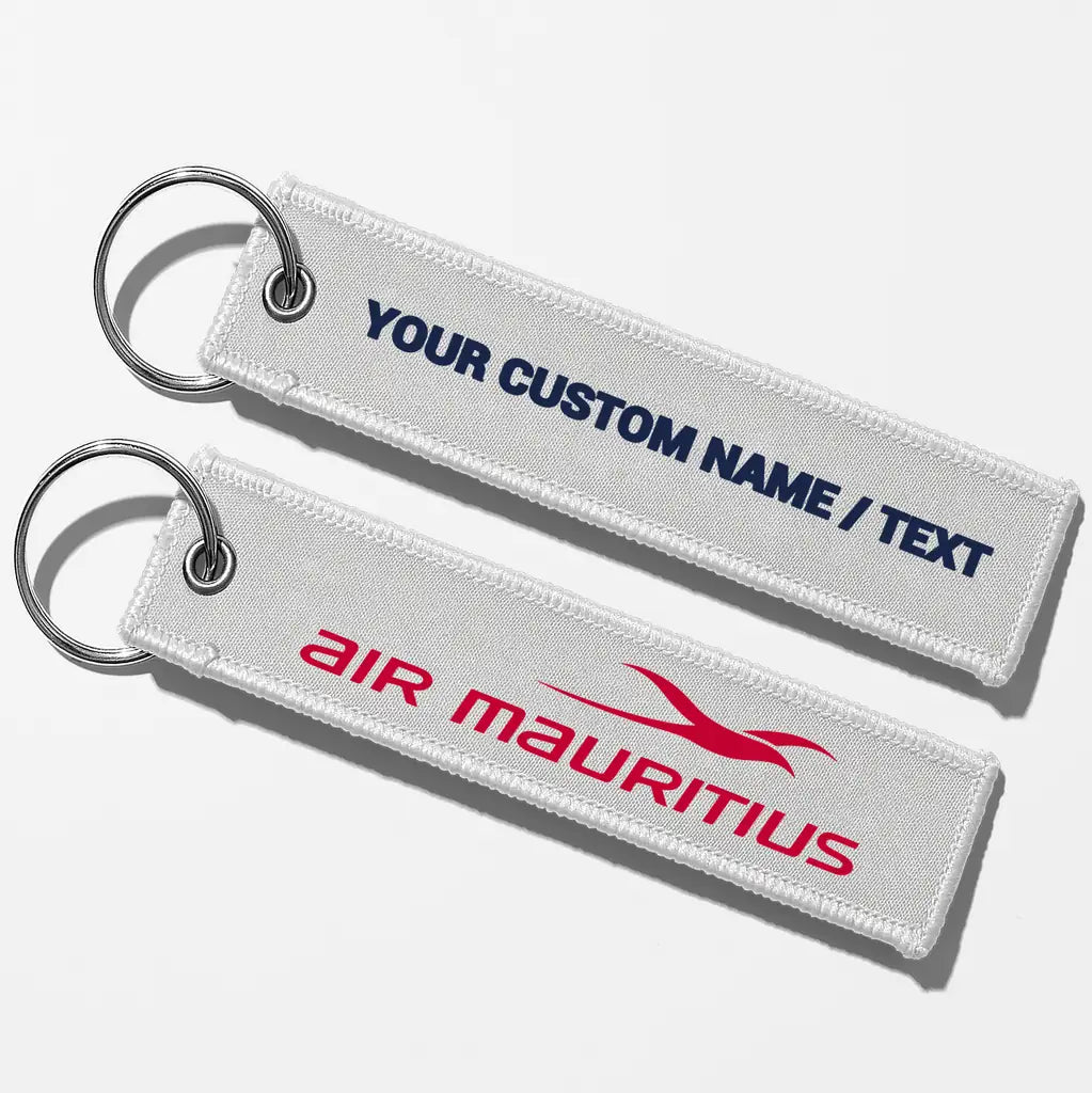 Air Mauritius Airlines Crew & Staff Tag Key Chains - White - Personalized
