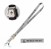 Thumbnail for Air Traffic Controllers - We Rule The Sky seat belt lanyard - light gray