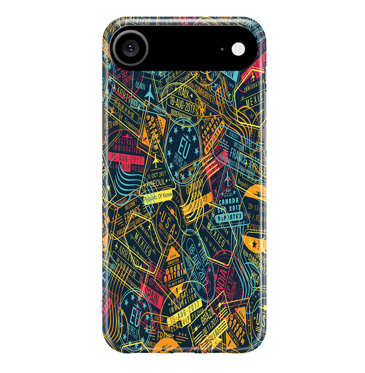 Dark Coloured Passport Stamps Designed iPhone Cases