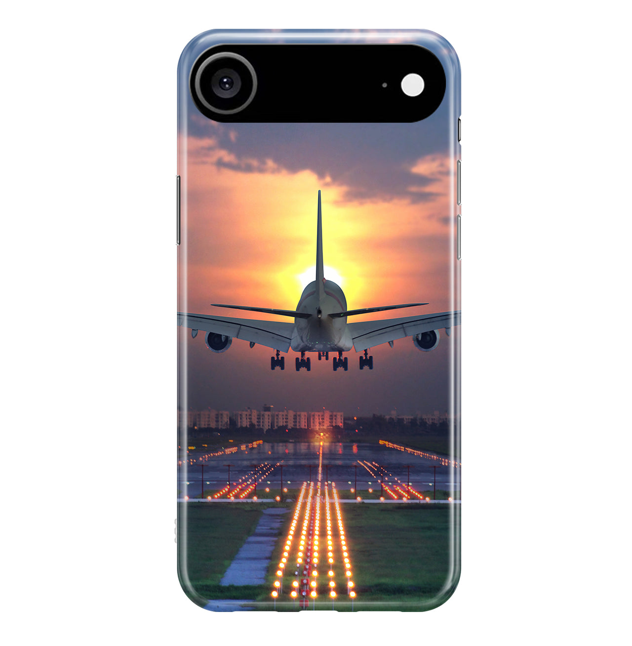 Super Airbus A380 Landing During Sunset Printed iPhone Cases
