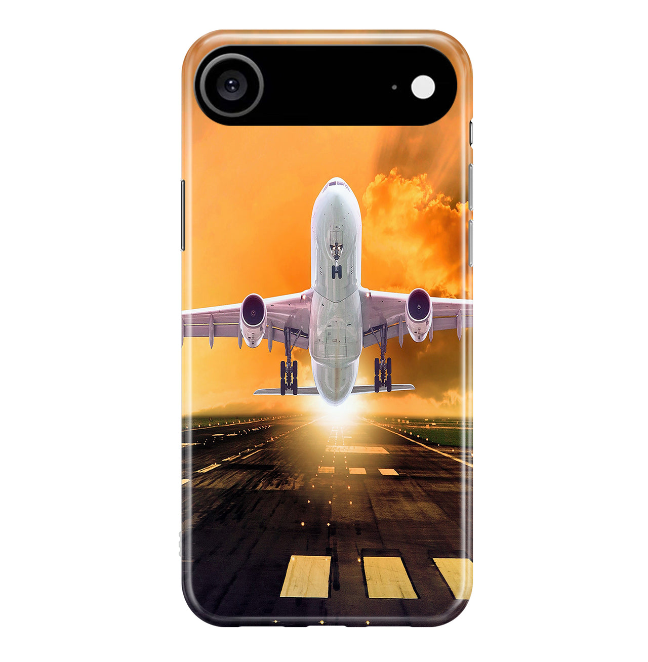 Amazing Departing Aircraft Sunset & Clouds Behind Printed iPhone Cases