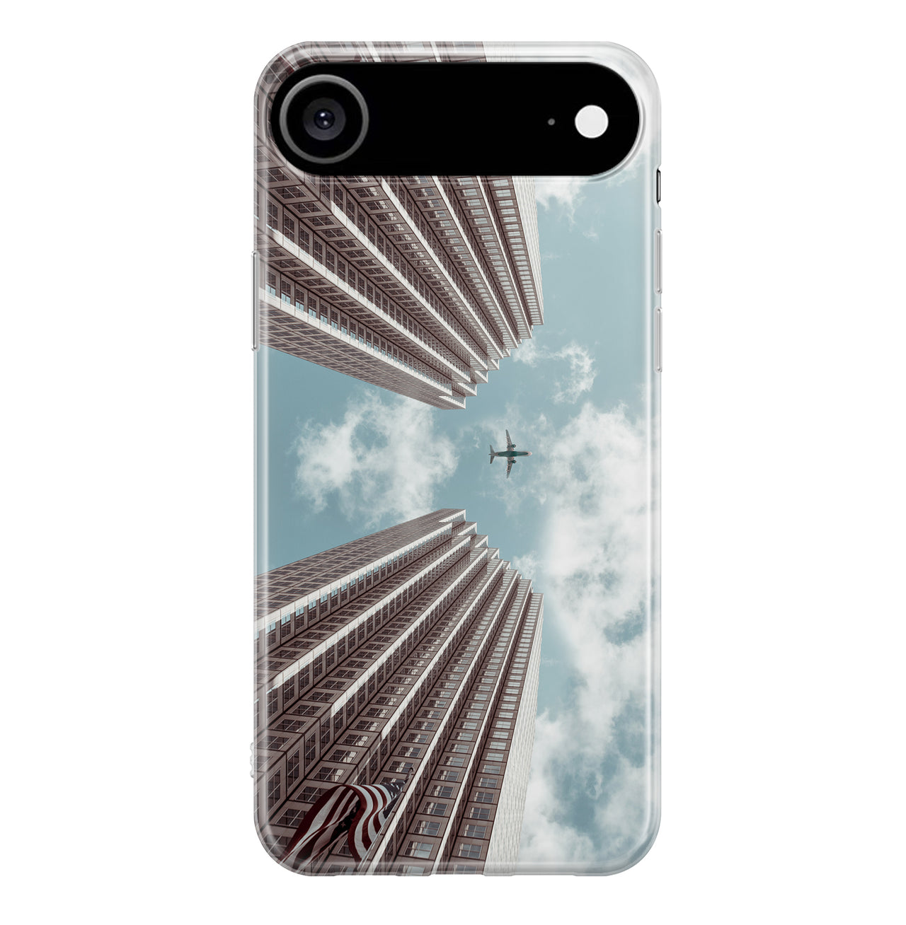 Airplane Flying over Big Buildings Designed iPhone Cases