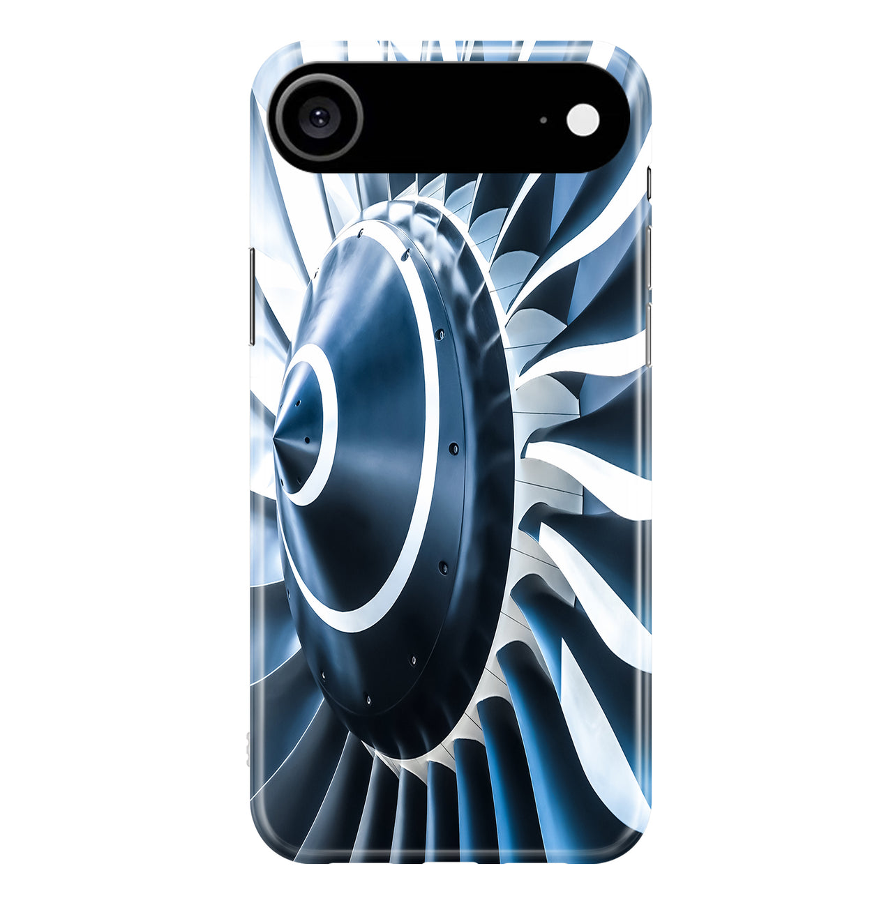 Blue Toned Super Jet Engine Blades Closeup Printed iPhone Cases