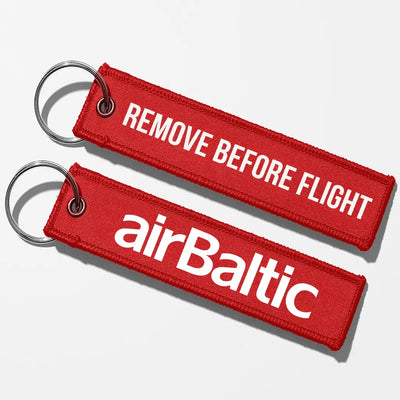 Airbaltic Airlines Crew & Staff Tag Key Chains - Red - Remove Before Flight