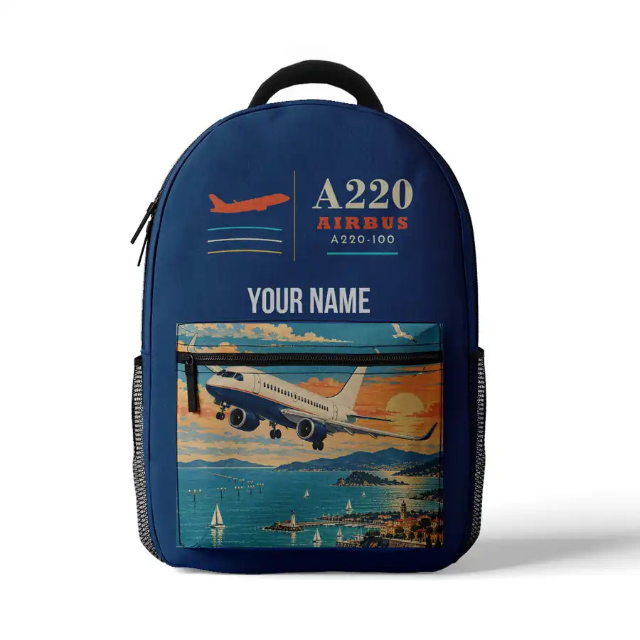 Airbus A220-100 - 3D Backpack - Blue + Name