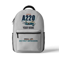 Thumbnail for Airbus A220-100 - 3D Backpack - Cartoon + Name - White