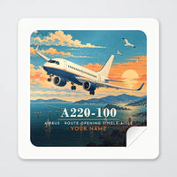 Thumbnail for Airbus A220-100 - 3D + Name - Square Sticker - Peel